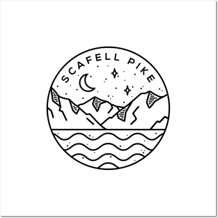 Scafell Pike, Lake District England Emblem - White Posters and Art